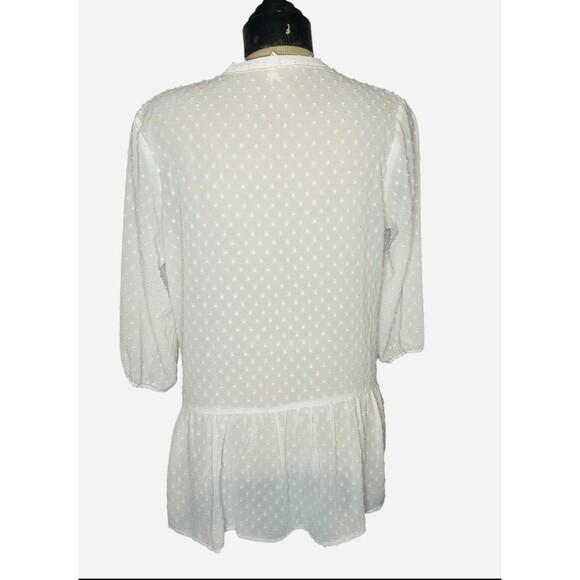 Matilda Jane Women's Light The Way Swiss Dot Tunic Blouse Sz M Cream Sheer - Picture 4 of 8